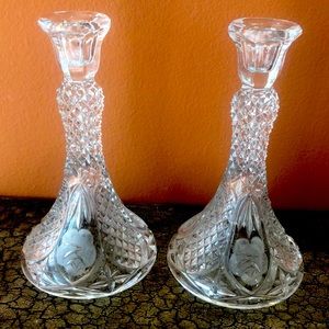 Set of Crystal Candleholders